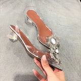 Rhinestone Pointed Toe Clear Transparent Thin Heels