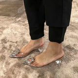 Rhinestone Pointed Toe Clear Transparent Thin Heels