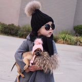 Kids Black Pomkin Hat + Scarf Set