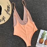 MALIBU Reversible Peach-Beige One Piece Bikini