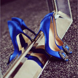 EVY Blue Satin Pumps
