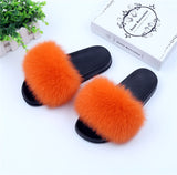 Fur Slides Slippers - Orange