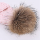 Pink Fur Bobble Pom Pom Hat Tuque