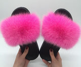 Fur Slides Slippers - Hot Pink