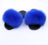 Fur Slides Slippers - Royal Blue