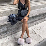 Fur Slides Slippers - Ice Grey