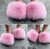 Fur Slides Slippers - Pink
