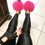 Fur Slides Slippers - Hot Pink
