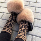 Fur Slides Slippers - Champagne