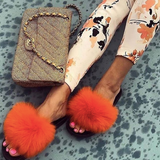 Fur Slides Slippers - Orange