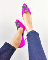 Hot Pink Jewel Pumps Heels Shoes