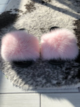 Fur Slides Slippers - Pink