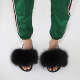 Fur Slides Slippers - Black