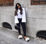 Fur Slides Slippers - Cream