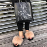 Fur Slides Slippers - Champagne