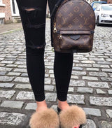 Fur Slides Slippers - Champagne