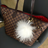 White Fur Pom Keychain