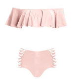 Madeline Off Shoulder Ruffle Bandeau Two Piece Bikini - 5 Colors Pink / S