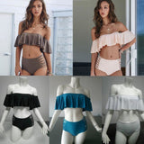 Madeline Off Shoulder Ruffle Bandeau Two Piece Bikini - 5 Colors