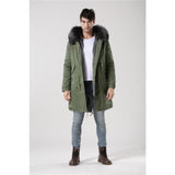 Mens Grey Fur Green Convertible Parka Men