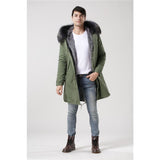 Mens Grey Fur Green Convertible Parka Men
