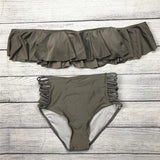 MADELINE Off Shoulder Ruffle Bandeau Two Piece Bikini - 5 Colors