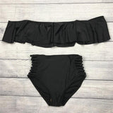 MADELINE Off Shoulder Ruffle Bandeau Two Piece Bikini - 5 Colors