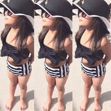 Girls Two Piece Black & White Swimsuit - 2 - 7years
