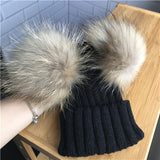 Black Double Natural Pomkin Hat