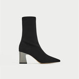 GILLIAN Silver Heel Sock Boot