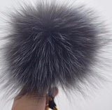 silver fox pom fur keychain keyring