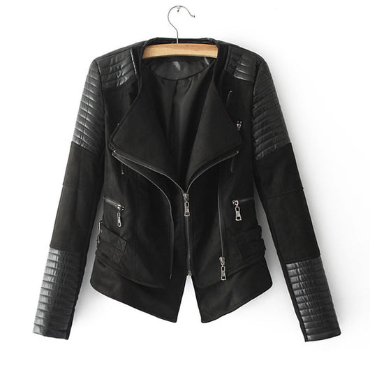 ALISSA VEGAN LEATHER BIKER JACKET- BLACK
