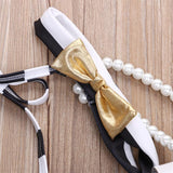 Girls Sailor Striped Gold Bow Swimsuit 2-7 years