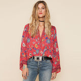 BIANCA Boho Red Blouse Shirt