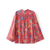 BIANCA Boho Red Blouse Shirt
