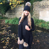Black Pomkin Hat + Scarf Set