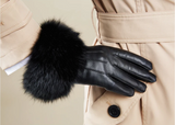 Fur Cuff Genuine Leather Gloves