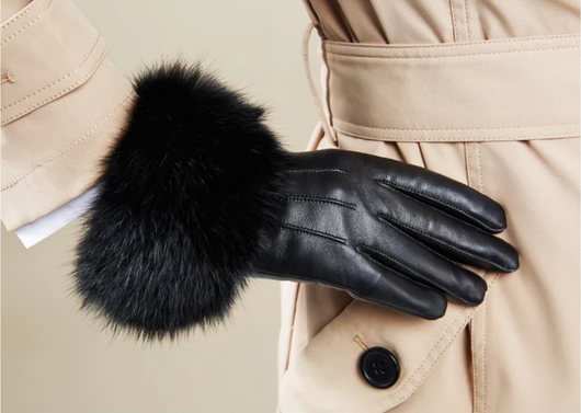 Fur Cuff Genuine Leather Gloves