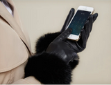 Fur Cuff Genuine Leather Gloves