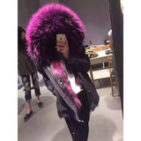 Burgundy Fur Black Parka