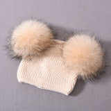 Herringbone Mini Double Pom Hat