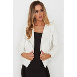 ALISSA VEGAN LEATHER BIKER JACKET- WHITE