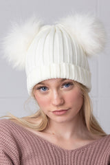 All White Pomkin Hat & Scarf Set