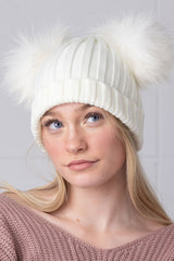 All White Pomkin Hat & Scarf Set