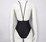 KATELYN Deep V One Piece Black Bikini