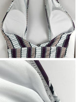 LORI Striped One Piece Tie Bikini