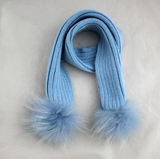 Kids Icy Blue Pomkin Hat & Scarf Set