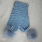 Kids Icy Blue Pomkin Hat & Scarf Set