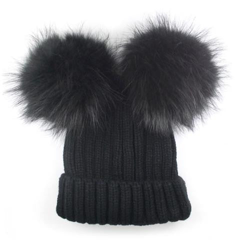 Black Double Pomkin Hat