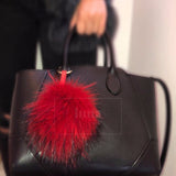 Red Fur Pom Keychain